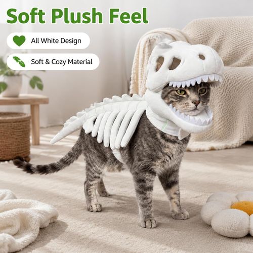 2026 New Dog Skeleton Costume, Soft Plush Dog Dinosaur Skeleton Costume, Cat Skeleton Costume, Dog Halloween Costumes for Medium Large Pet Cosplay Party Family