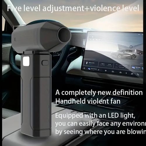 Mini Turbo Blade Violent Fan with Multi Speed Adjustment Air Duster with Brushless Motor Portable Mini Jet Blower Fan Airflow Handheld Air Blower Dust Cleaning (Black)