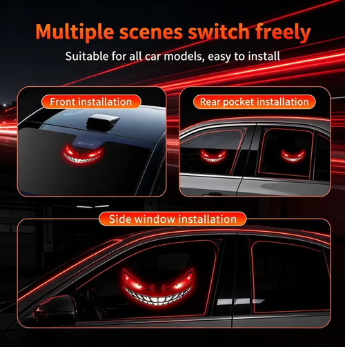 1 Pcs Car Evil Eye Solar LED Decorative Light - Vibration   Light-Sensor Flashing Lamp, Damage-Free Suction Cup Interior Deco for Cars  Trucks with Aggressive Look, Animated Eyes, Auto Activation