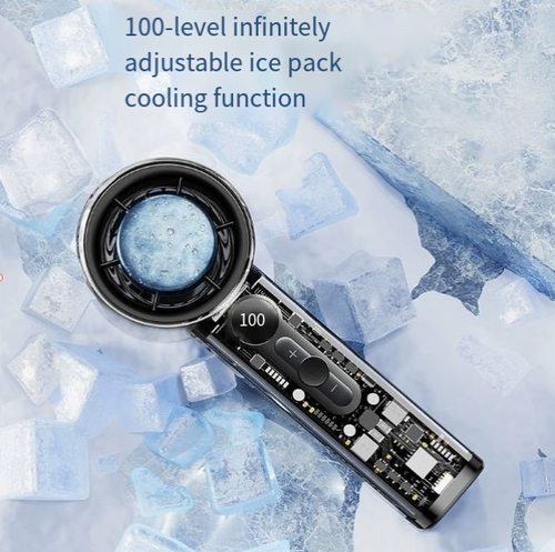 Cooling handheld fan with digital display, 100 speed settings, outdoor wireless portable dormitory transparent mecha-style lighting fan