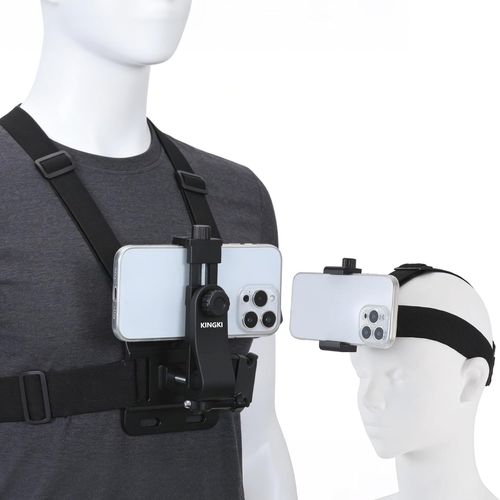Mobile Phone Chest Strap Harness Mount Head Strap Holder Kit for POV VLOG,Cell Phone Clip Compatible with iPhone,Samsung,GoPro Hero 12, 11,10, 9, 8, AKASO,DJI Osmo,and Action Cameras…