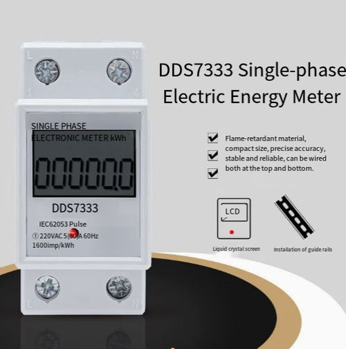 DDS7333 DIN Rail Single-Phase Energy Meter | 220V Household 2P High-Precision Digital Electronic Watt-Hour Meter — 2P DIN Rail Single-Phase Energy Meter, 220V Household Smart Metering Device