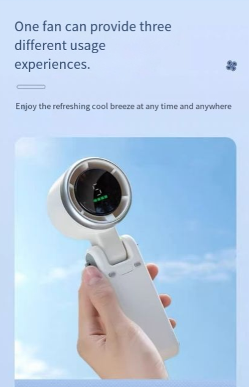 N607 Foldable Handheld Turbo Fan — High-Speed, Ultra-Quiet, Powerful Airflow — USB Rechargeable, Portable Neck Fan — Mini Foldable Personal Fan for Outdoor & Home Use