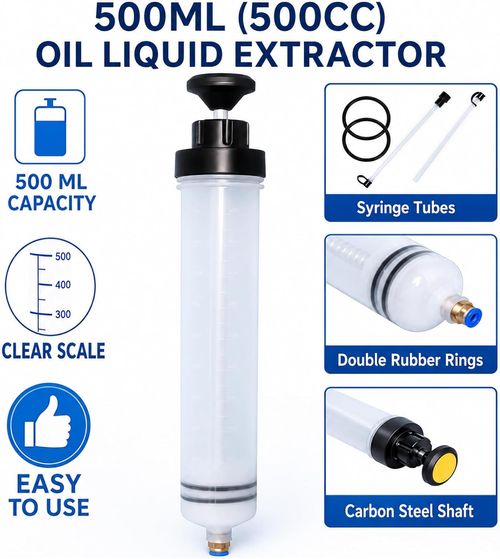 500ml Automotive Fluid Extractor Pump, Manual Oil Change Syringe