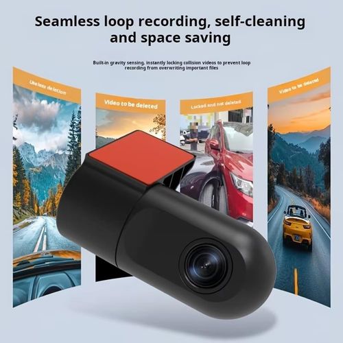 Hidden WiFi Dash Cam, USB Powered Car DVR, Wireless Smartphone Connection, No-Wire Installation, 1080P Mini Car Camera with App Control