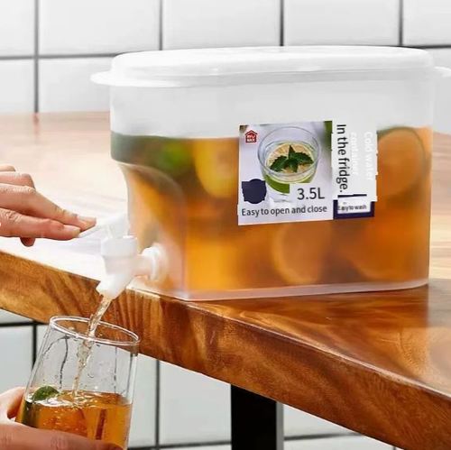 3.5L Large Capacity Cold Water Jug, Household with Faucet, Refrigerated Cold Water Bucket, Summer Homemade Fruit Tea and Beverage Bucket, Summer Essential Cold Water Jug with Faucet, Refrigerated Ice Water Jug, Outdoor Portable Beverage Dispensing Bucket