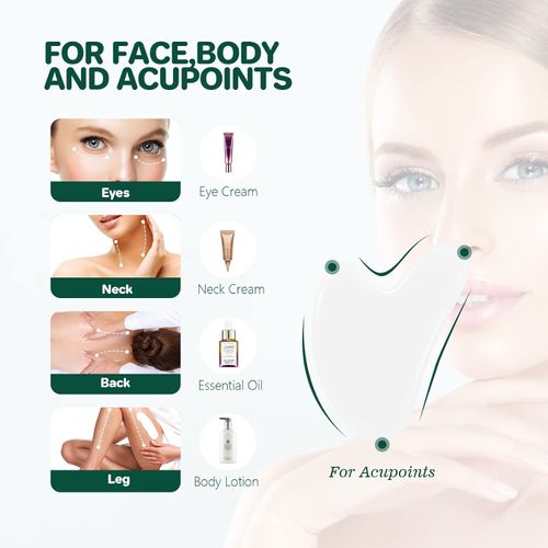 Stainless Steel Gua Sha Facial Tools, Lymphatic Drainage Massager for Face, Face Sculpting & Jawline Shaper, Puffiness Reducing, Neck Body Guasha Tool, Skin Care Gift for Women Men with Pouch