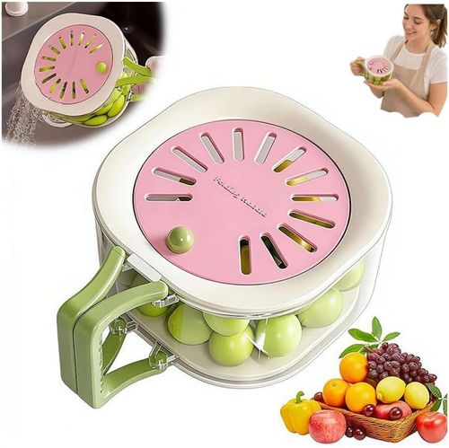 Multifunctional 2-in-1 Double-Layer Kitchen Colander with Lid – Thickened Basket for Washing and Draining Fruits & Vegetables
