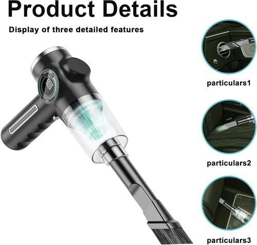 Portable Car Vacuum Cleaner Handheld Strong Suction 120W Rechargeable Lightweight Wireless for Car Interior Home Cleaning