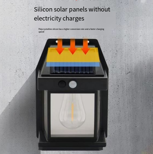 Solar-powered tungsten filament sensor light, outdoor wiring-free, worry-free LED wall light, waterproof ambient light for courtyards and fences, fully automatic outdoor sensor light, soft night light for balconies and entrance doors.