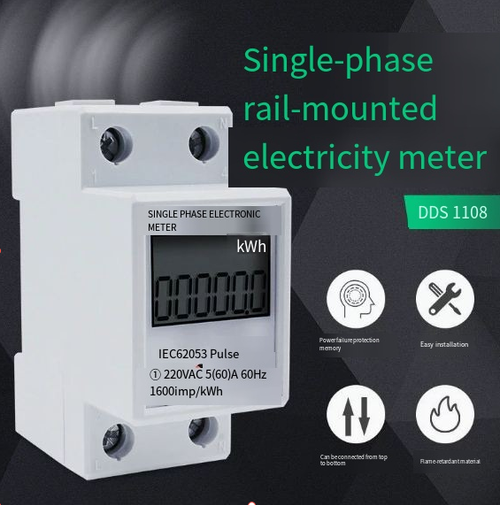 DDS7333 DIN Rail Single-Phase Energy Meter | 220V Household 2P High-Precision Digital Electronic Watt-Hour Meter — 2P DIN Rail Single-Phase Energy Meter, 220V Household Smart Metering Device