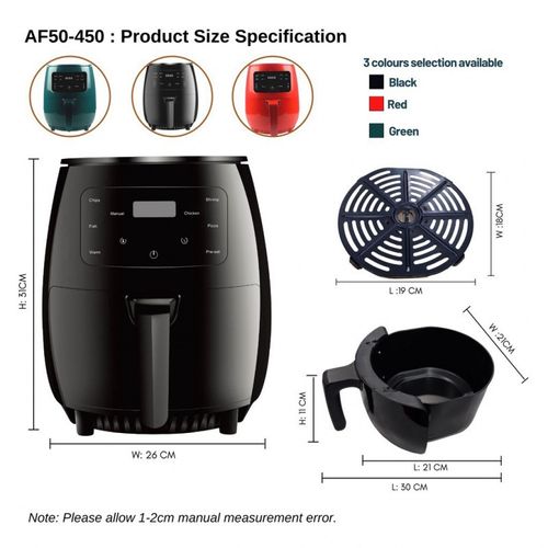 Hot Selling 6L Silver Crest Digital Touch Screen Air Fryer（black）