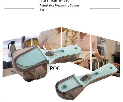 Multifunctional Adjustable Plastic Measuring Spoon — Kitchen Graduated Measuring Scoop Set for Baking, Flour, and Powder