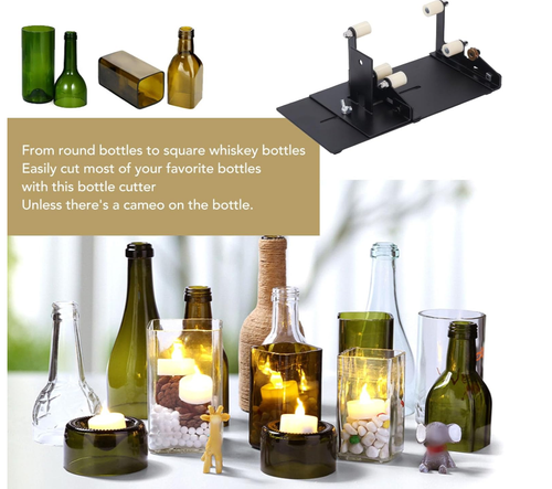 Glass Bottle Cutter, Round Square Glass Bottle Cutting Tool Set with Safety Gloves & Accessories, DIY Glass Cutter for Bottles, Wine Glass Bottle Cutter Tool for Crafts DIY Project