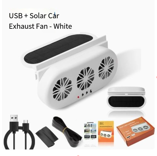 Solar-powered car window exhaust fan – interior air circulation and cooling fan
