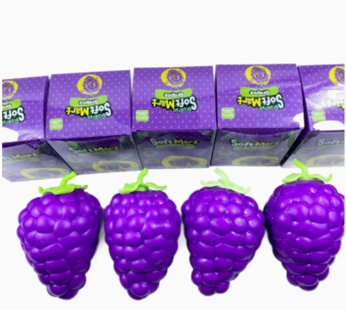 Extra Large Purple Grape Squeezable Toy for Stress Relief - TPR Filled Flour Grape Squeezable Toy