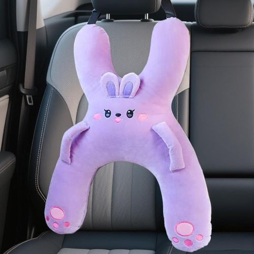 Cute Cartoon Car Headrest & Lumbar Support Pillow – Kids' Travel Sleep Aid for Back Seats (Prevents Neck Chafing)