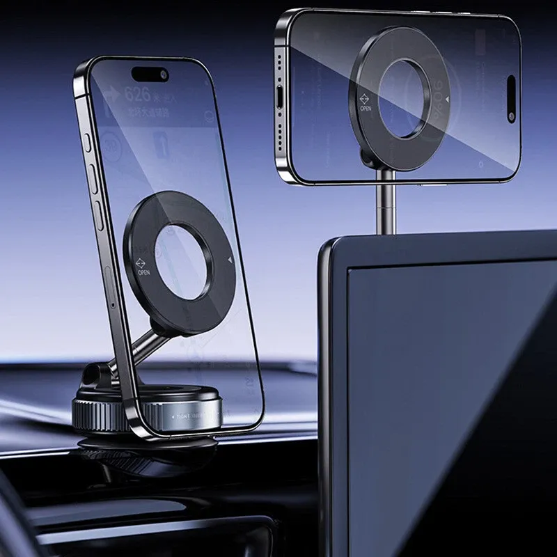 Upgraded 360° Nano Gel Vacuum Magnetic Phone Holder, Car Phone Holder for Magsafe, Suction Cup Phone Mount for Car