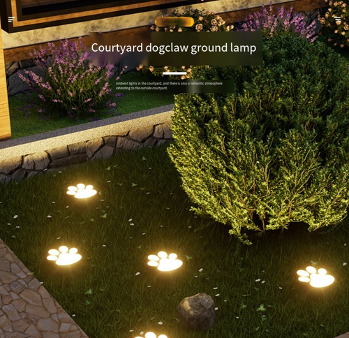 Solar-Powered LED Dog Paw Print Lawn Lights — Outdoor Rainproof Garden & Courtyard Decorative Ground Stakes — Realistic Paw Print Pathway Lights — Solar LED Outdoor In-Ground Garden & Yard Lighting