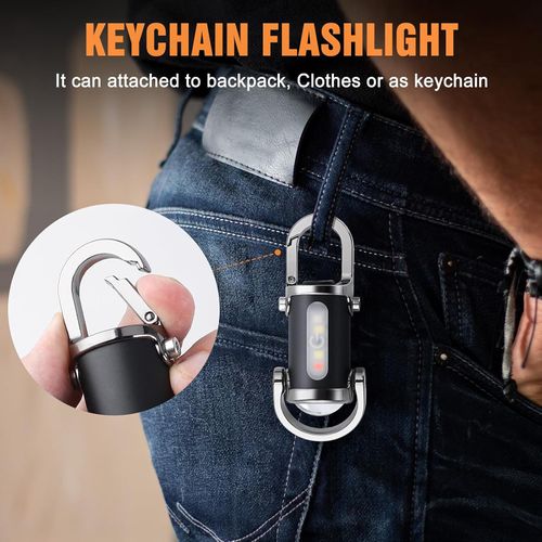 Rechargeable Keychain Flashlights, 800 Lumens EDC Mini Flashlights, COB Keychain Work Light Flashlights 7 Light Modes, Bright Mini Keychain Light for Walking, Searching and Hiking