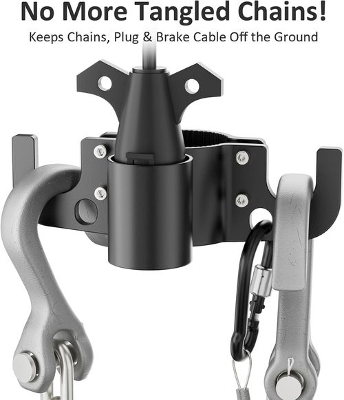 Aluminum Trailer Chain Holder and 7-Way Plug Organizer- Heavy Duty RV Accessories Must Have  Camper Tongue Jacks