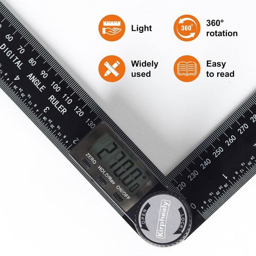 Digital Angle Finder Protractor, 7-Inch（200 mm ）ABS Ruler