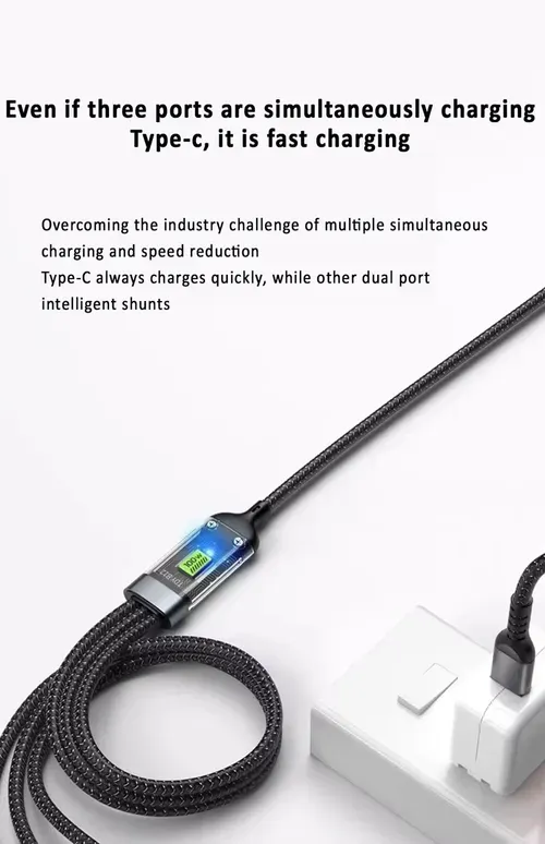 100W Transparent Luminous Charging 3-in-1 Data Cable