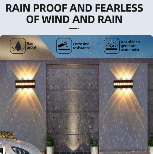 Outdoor waterproof wall lamp, 6W, ABS material, warm light, courtyard decorative light, ABS outdoor waterproof wall lamp, 6W warm light, villa courtyard exterior wall light.