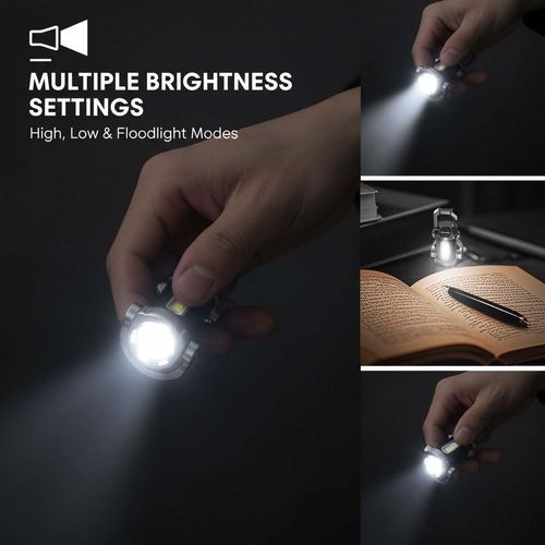 Rechargeable Keychain Flashlights, 800 Lumens EDC Mini Flashlights, COB Keychain Work Light Flashlights 7 Light Modes, Bright Mini Keychain Light for Walking, Searching and Hiking