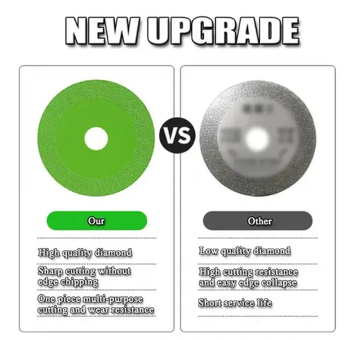 Diamond cutting and grinding discs for glass, tile, ceramic, marble, and stone—compatible with angle grinders.