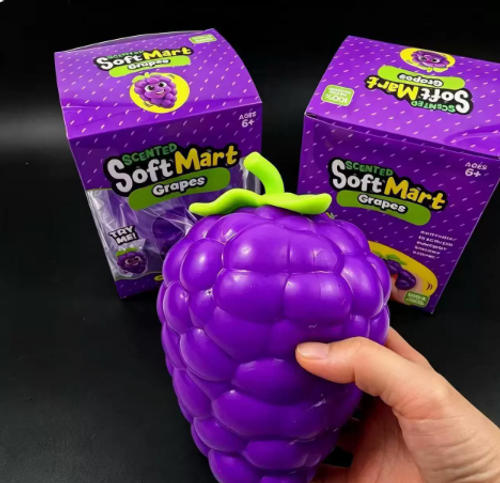 Extra Large Purple Grape Squeezable Toy for Stress Relief - TPR Filled Flour Grape Squeezable Toy