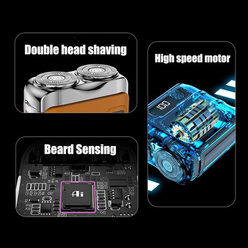 Luggage Electric Shaver, Electric Mini Portable Razor, New Beard Shaver Mini and Portable Suitcase Design, Ipx7 Waterproof and Pocket, Double-Ring Magnetic, 1 Button Long Lasting, for Men