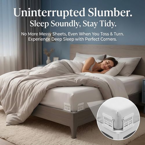 4-Pack Bed Sheet Holder,Upgraded Non-Slip Sheet Grippers & Clips,Durable,Universal Fit for King Queen Full Twin Mattress Corners, Easy Lock System for Fitted Sheets.