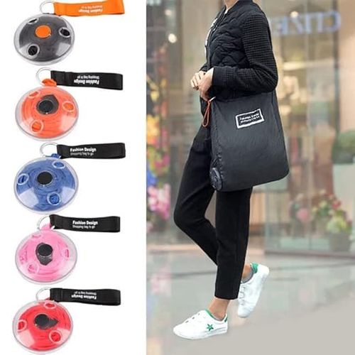 Disc roll up Portable Grocery Bag with Storage Disc Foldable Shopping Bag for Travel Storage in Zipper Case Large Durable Lightweight