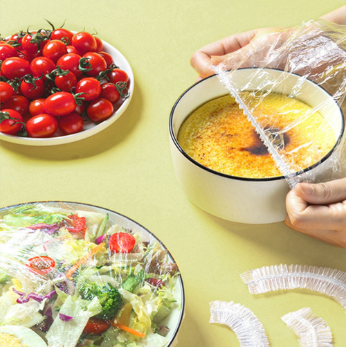 500 Pack Food Bowl Covers Kitchen Storage Lids Fresh Keeping Caps Food Storage Covers Plastic Wrap Bowl Covers for Food Storage