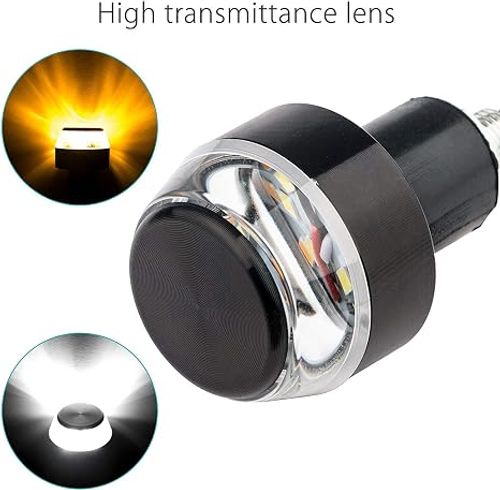 TOPKU Motorcycle Turn Signal Light Grip Bar Plug Strobe Side Marker End LED Handlebar Motorcycle Handle Bar Grip Plug Side Marker Lamp Accessory 2-Pack