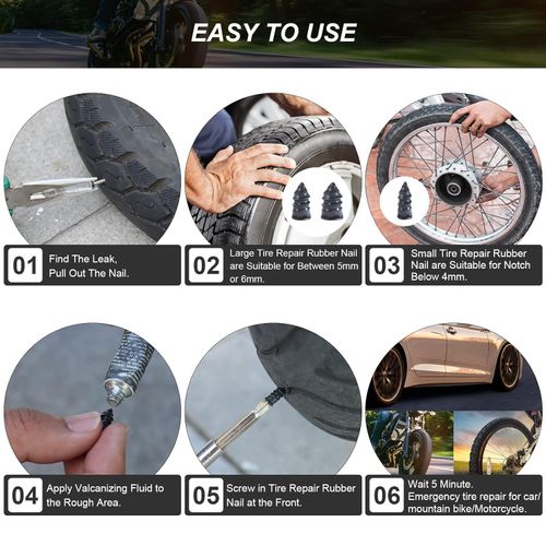 🔩60PCS Tire Repair Rubber Nails Kit with 2 Sizes