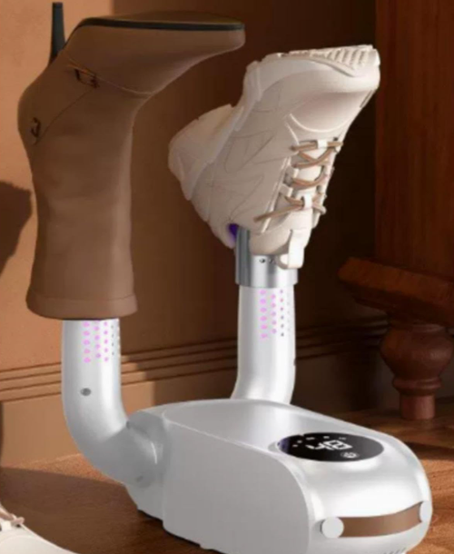 Timed Shoe Dehumidifying Machine Timer Function Foldable Shoe Dryer Touch Screen Electric Boot Dryer for Dormitory Black EU