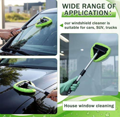 6 Pcs Car Windshield Cleaner Tool with Extendable Handle, Green