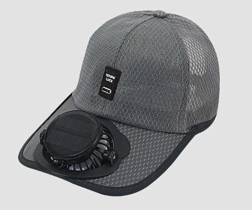 Adults Mesh Baseball Cap Fishing Beach Hats with Solar Fan, Summer UV Protection Sun Hat, Solar Powered USB Charging Sunhat