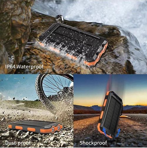 Solar Portable Charger, 20000mAh (Real 10000mAh) Outdoor Power Bank  This solar-powered portable charger is your ultimate outdoor companion, designed for camping, hiking, emergency use and long-distance travel.
