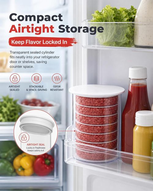 Burger Patty Maker Press,Hamburger Patty Storage Containers (5 Floors)