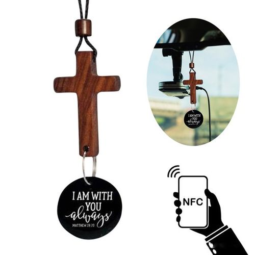 Daily Bible Verse Rearview Mirror Cross Ornament – Daily Scripture Car Charm Hanging Cross for Car