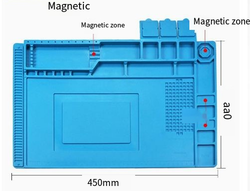 TE-501 Silicone Heat Insulation Soldering Pad for Mobile Phone and Computer Repair, High Temperature Resistant Thickened Magnetic IC Working Pad