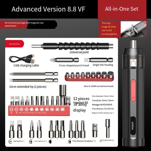 German-Quality Rechargeable Multi-functional Electric Screwdriver — Mini Lithium-Ion Driver — Complete Home Repair, Assembly, and Disassembly Tool Kit German-Quality Electric Screwdriver Set — Compact Rechargeable Lithium-Ion Driver — Essential Tool for Home Maintenance, Disassembly, and Fastening