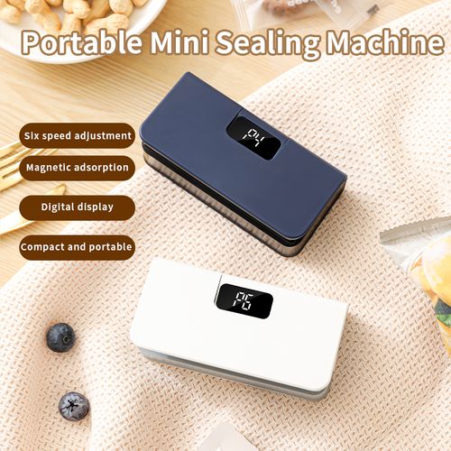 Mini Bag Sealer, USB Rechargeable Portable Kitchen Sealer Machine with 5 Adjustable Settings & Digital Display for Chips Snacks Plastic Bags