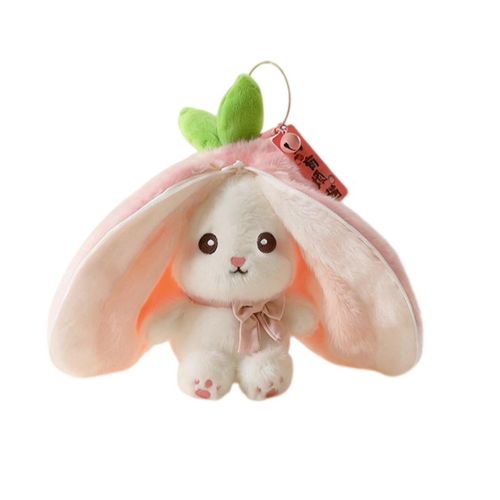13cm Cute Fruit Bunny Plush Toy Strawberry, Durian, Pineapple, Persimmon Turn Into Bunny Soft Doll Keychain, Bag Charm, Gifts for Kids, Christmas & Birthday