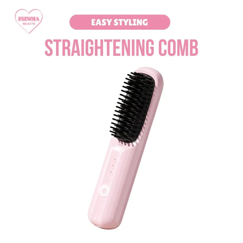Hair Straightening Brush - Cordless + Ceramic Plates