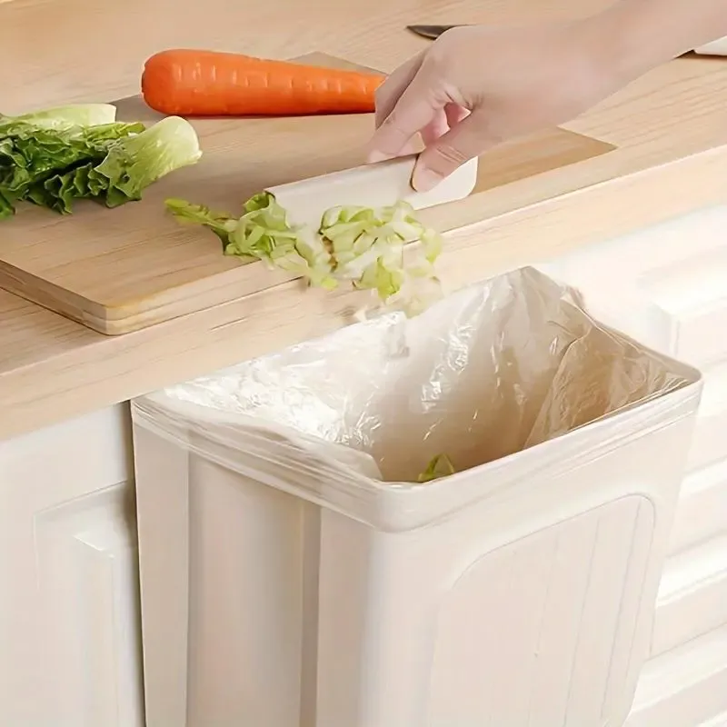 Foldable Household Trash Can – Hanging Waste Bin for Kitchen Cabinet Doors – Creative, Thickened, and Sturdy Design