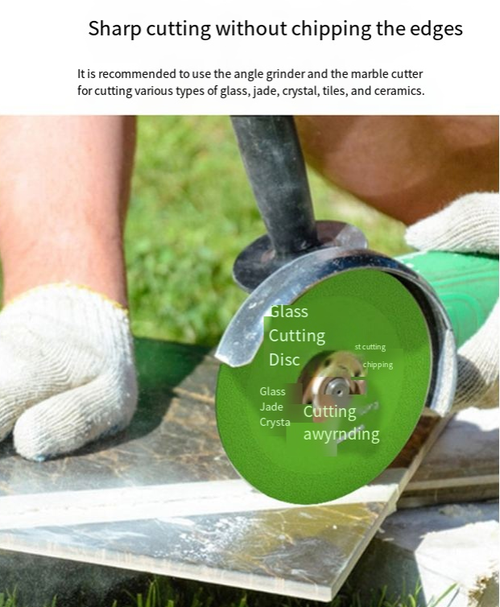 Diamond cutting and grinding discs for glass, tile, ceramic, marble, and stone—compatible with angle grinders.